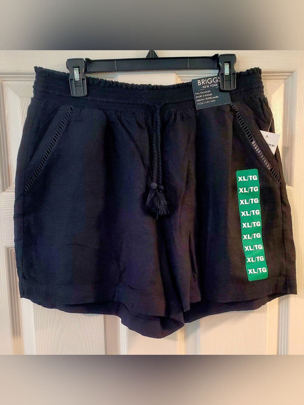 NWT Linen Drawstring Shorts Briggs New York Black XL